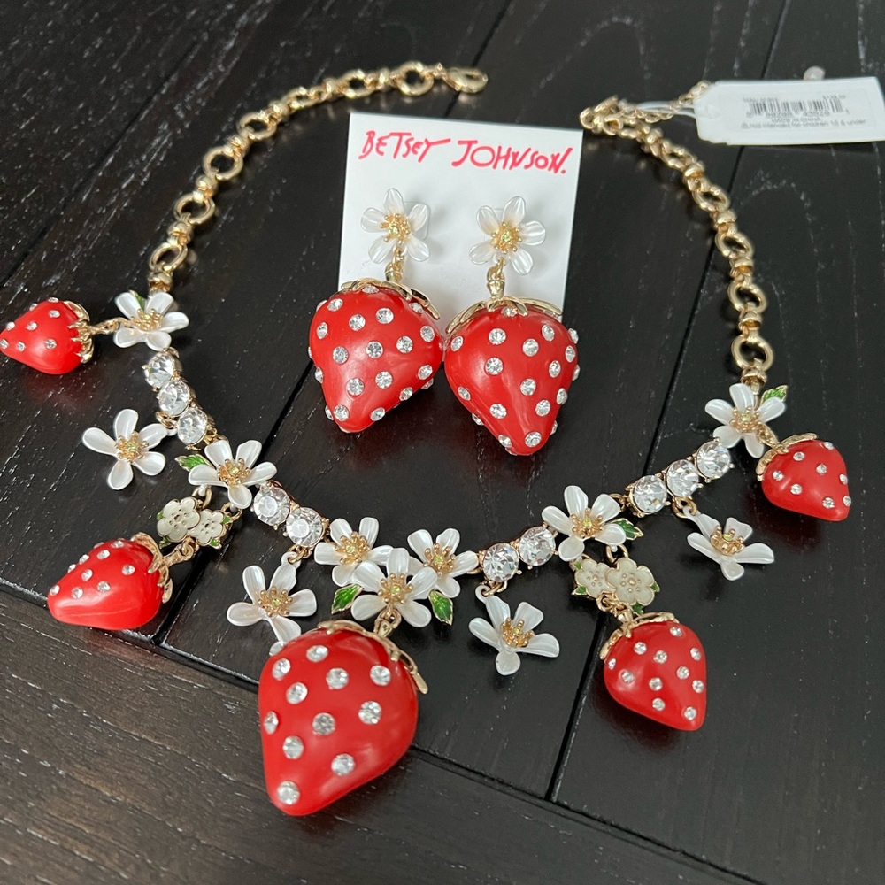 Betsey Johnson Red Strawberry Jewelry Set